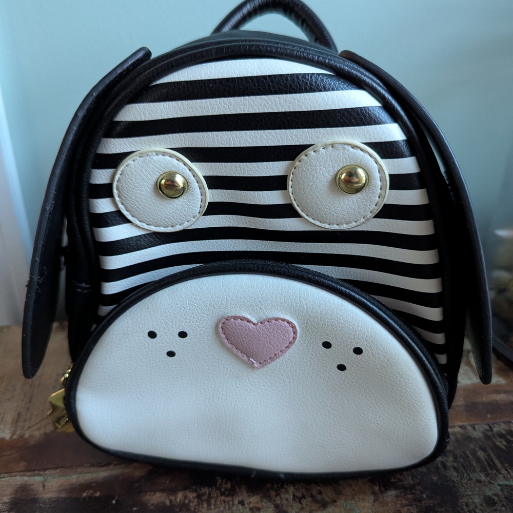 Dog Face  Backpack By Betsey johnson Black And White